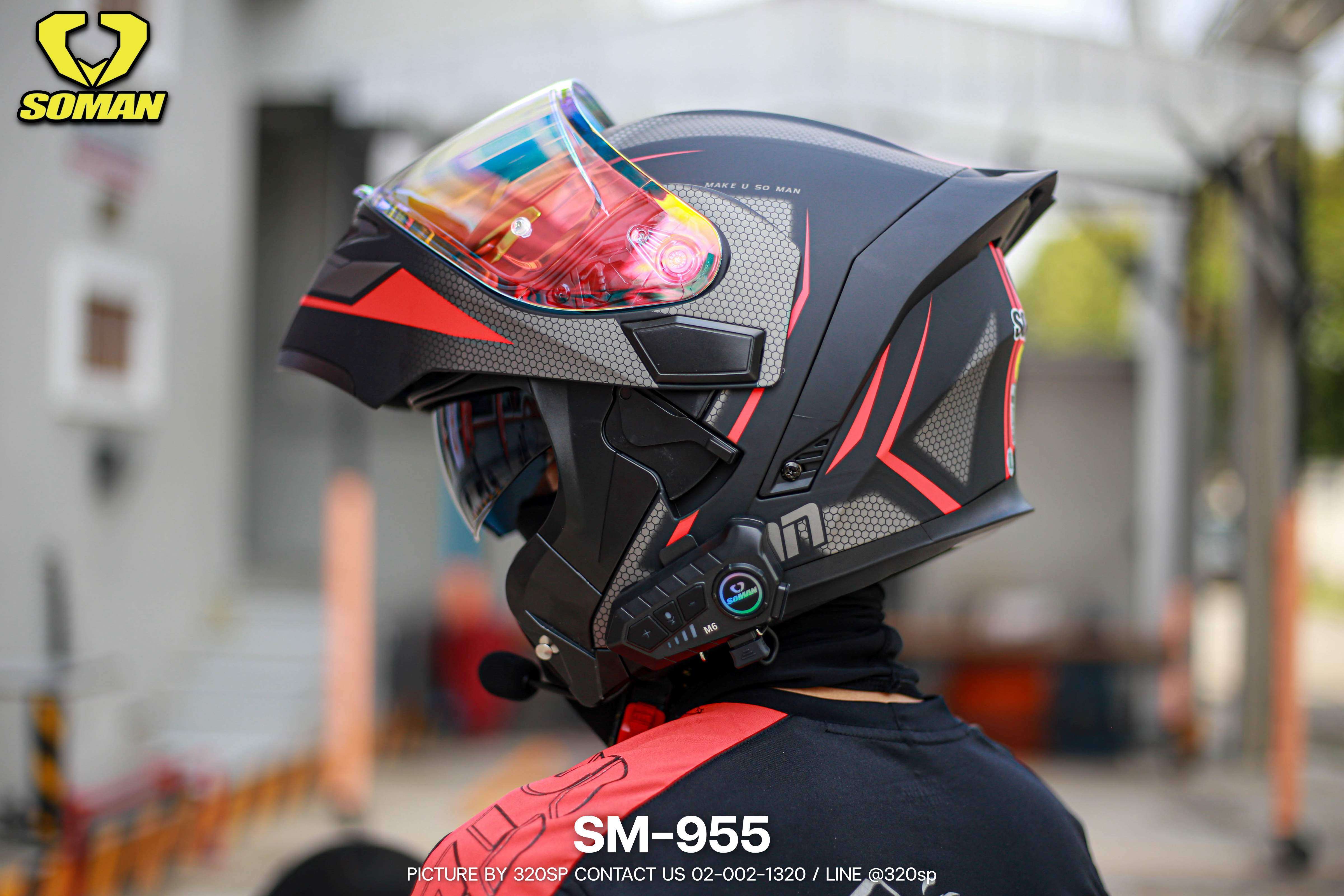 หมวกกันน็อคยกคาง SOMAN SM-955 แถมฟรี !!! บลูทูธติดหมวกกันน็อค #7