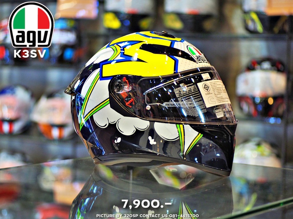 หมวกกันน็อคเต็มใบ AGV K3SV 2021 #15 BUBBLE BL/WH/YE